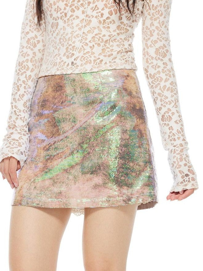THELIGHT OFFICIAL Multicolor Floral A Line Sexy Women's Mid Waist Polyester Mini Skirts