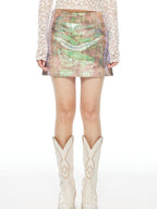 THELIGHT OFFICIAL Multicolor Floral A Line Sexy Women's Mid Waist Polyester Mini Skirts