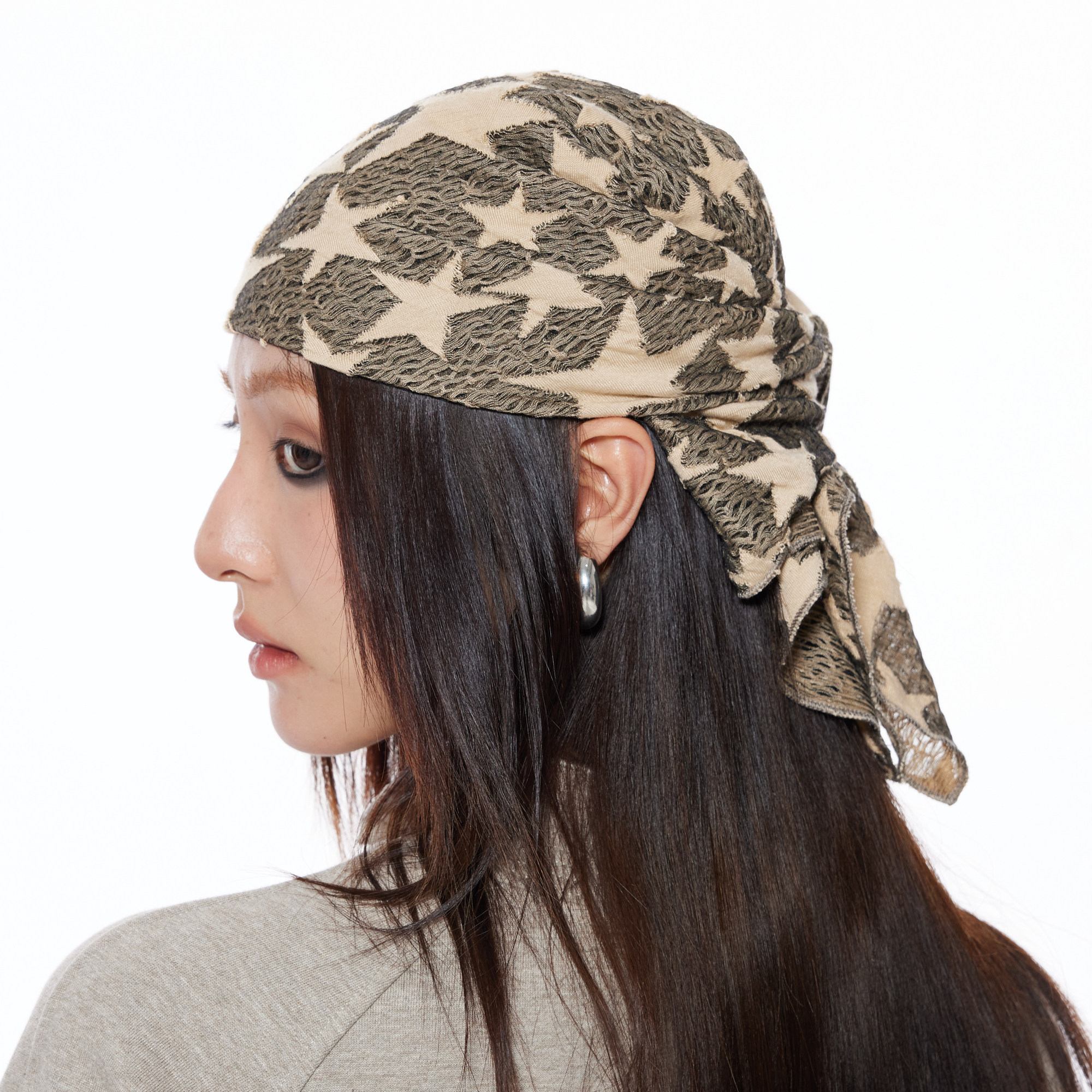 THELIGHT OFFICIAL Multifunctional Star Print Hip Hop Square Scarf Women's Polyester Hats 844182189447