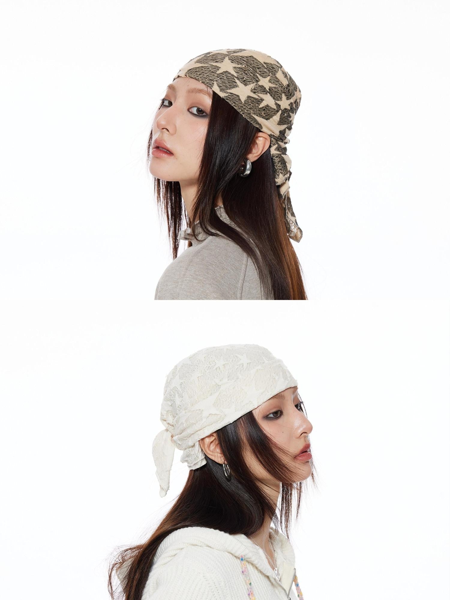 THELIGHT OFFICIAL Multifunctional Star Print Hip Hop Square Scarf Women's Polyester Hats