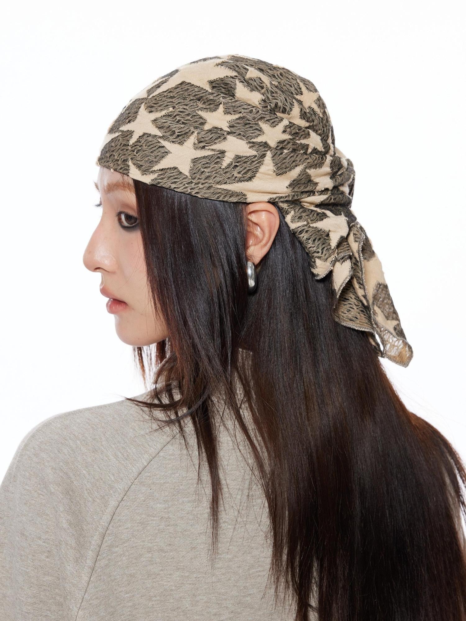 THELIGHT OFFICIAL Multifunctional Star Print Hip Hop Square Scarf Women's Polyester Hats