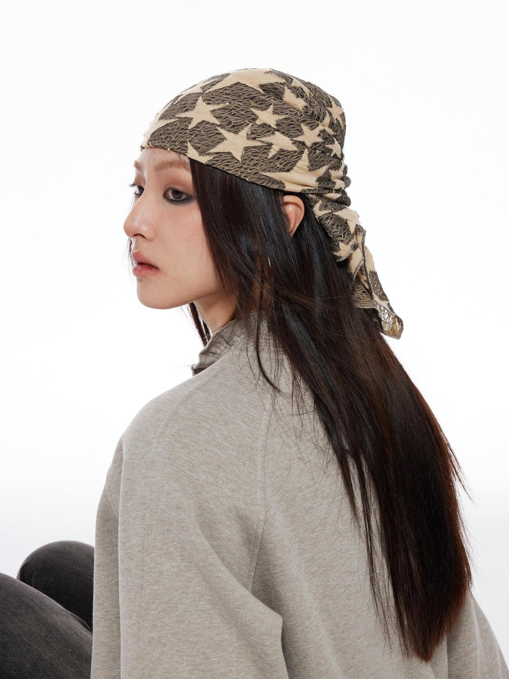 THELIGHT OFFICIAL Multifunctional Star Print Hip Hop Square Scarf Women's Polyester Hats