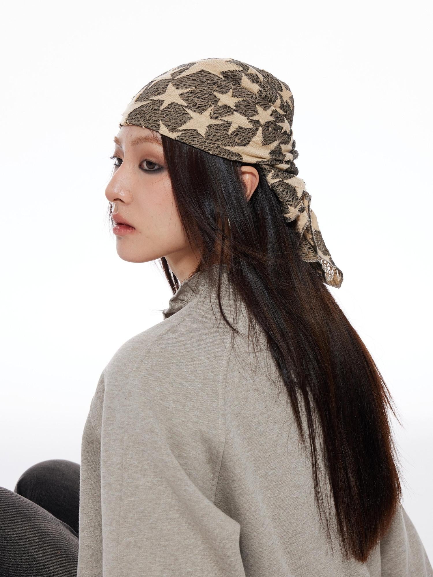 THELIGHT OFFICIAL Multifunctional Star Print Hip Hop Square Scarf Women's Polyester Hats