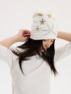 THELIGHT OFFICIAL Ocean Starfish Rhinestone Embellished Stacked Slouch Women's Cotton Hats