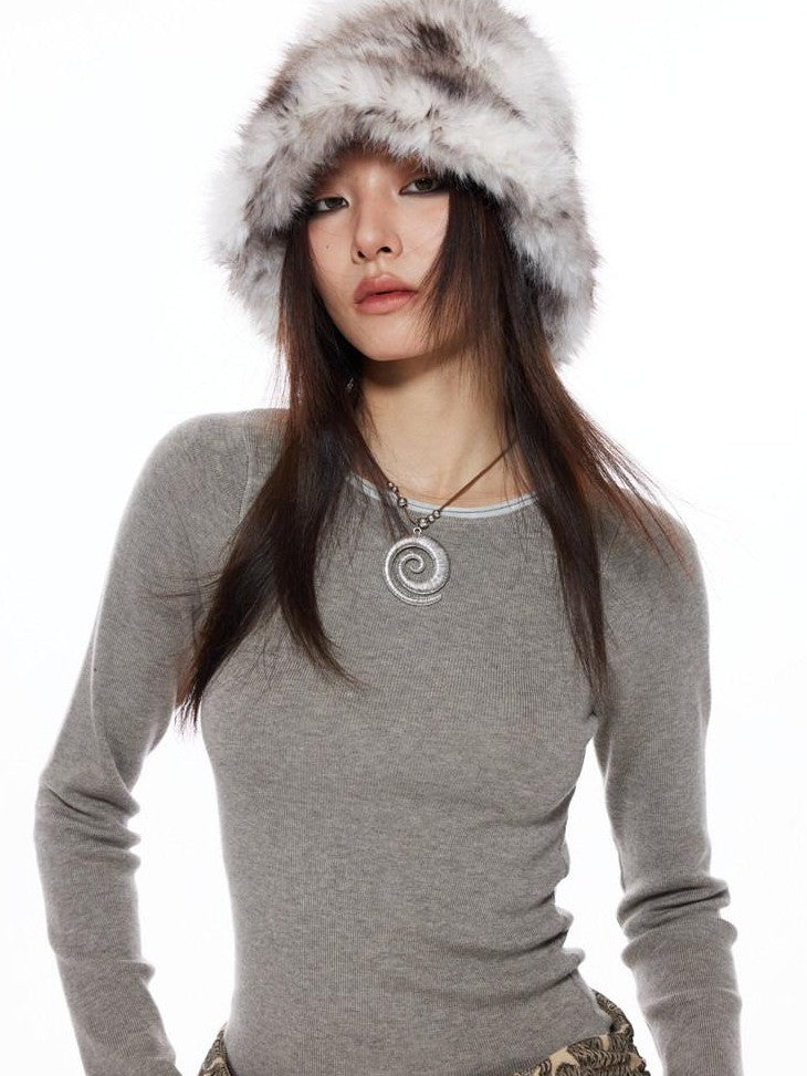 THELIGHT OFFICIAL Plush Faux Fur Earflap Flat Top Women's Polyester Bucket Hats