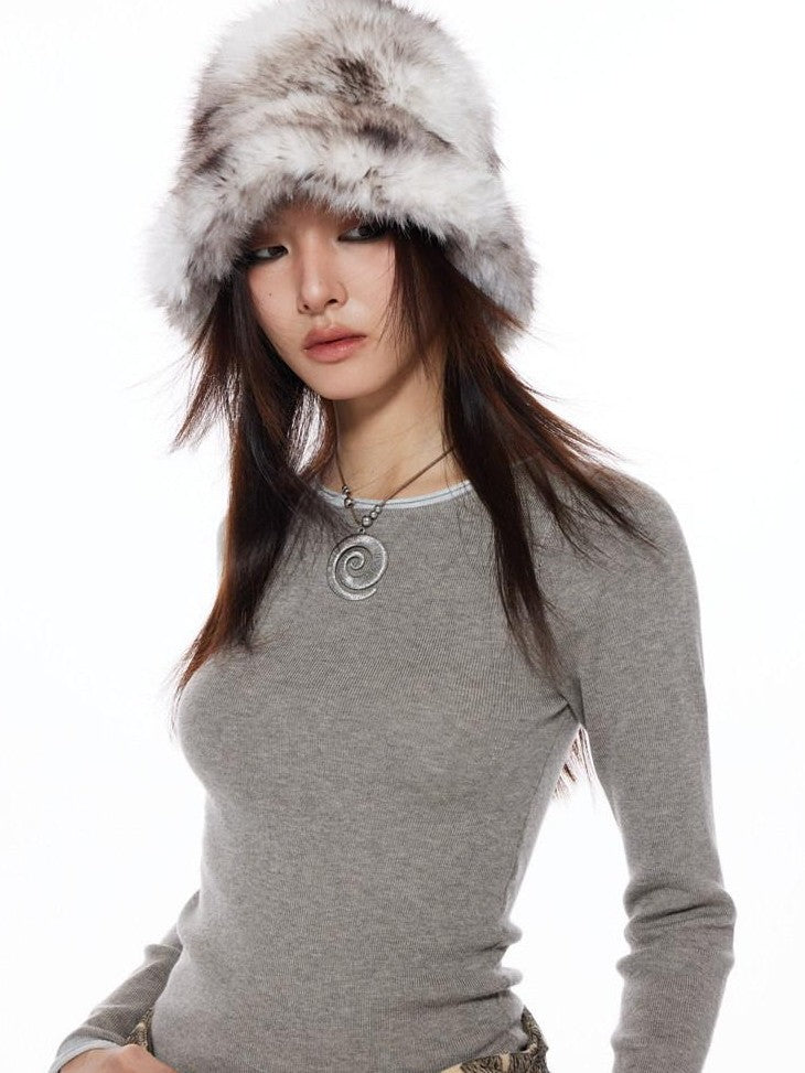 THELIGHT OFFICIAL Plush Faux Fur Earflap Flat Top Women's Polyester Bucket Hats