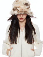 THELIGHT OFFICIAL Plush Faux Fur Earflap Flat Top Women's Polyester Bucket Hats