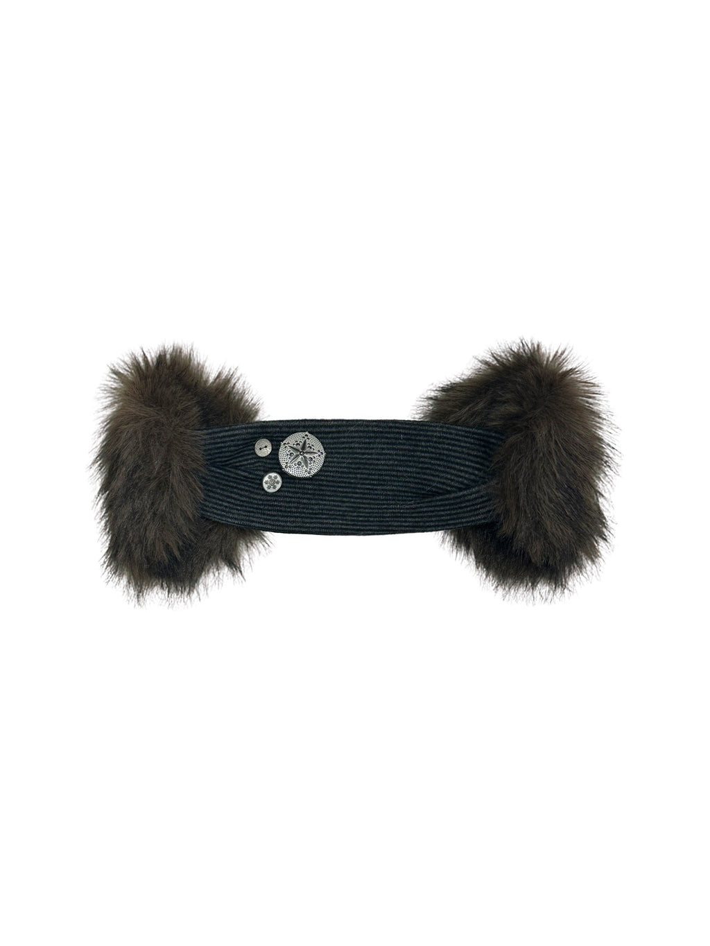 THELIGHT OFFICIAL Plush Vintage Button Detail Ear Muffs Headband Women's Plush Hats 995769729407