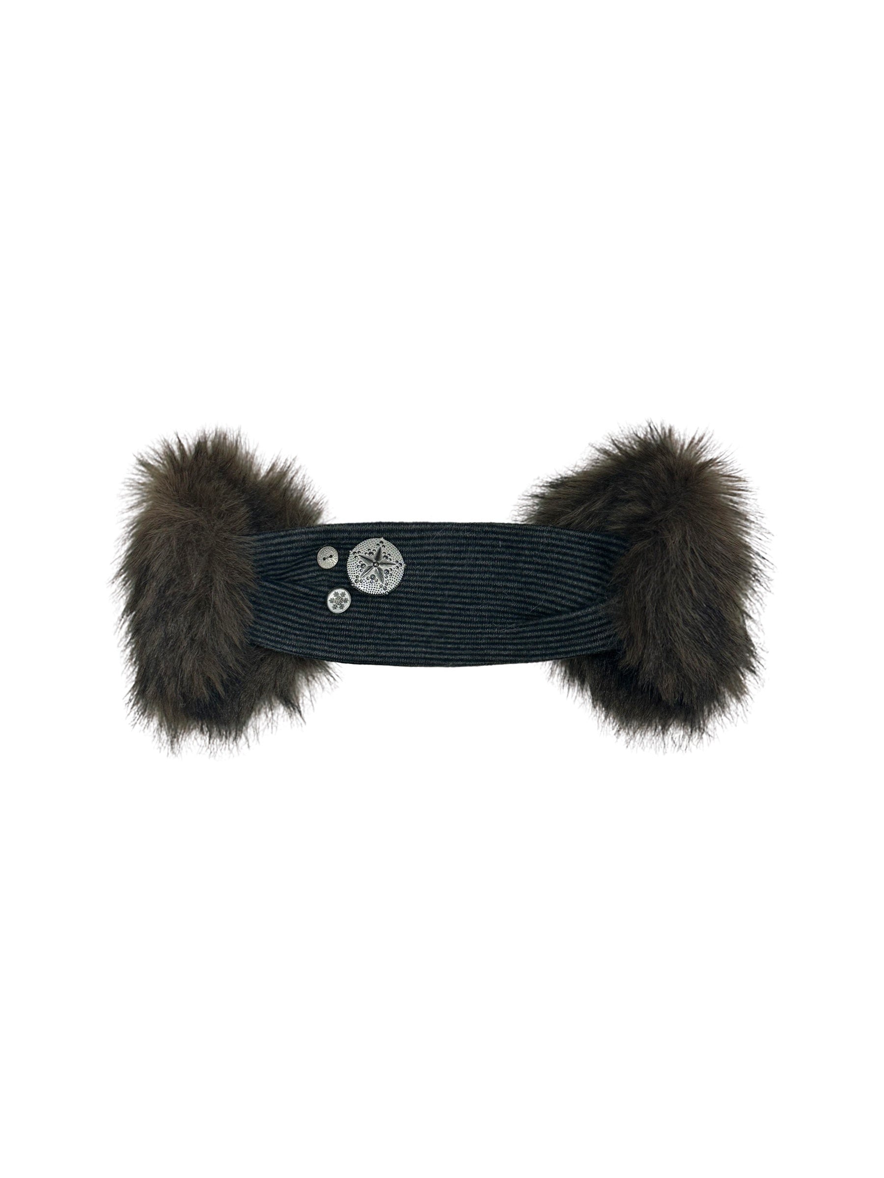THELIGHT OFFICIAL Plush Vintage Button Detail Ear Muffs Headband Women's Plush Hats 995769729407
