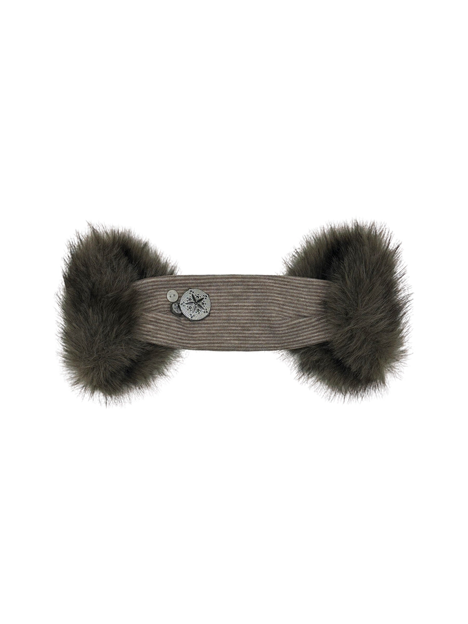THELIGHT OFFICIAL Plush Vintage Button Detail Ear Muffs Headband Women's Plush Hats 995769729407
