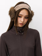 THELIGHT OFFICIAL Plush Vintage Button Detail Ear Muffs Headband Women's Plush Hats