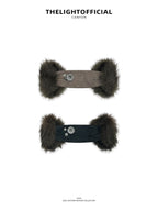 THELIGHT OFFICIAL Plush Vintage Button Detail Ear Muffs Headband Women's Plush Hats