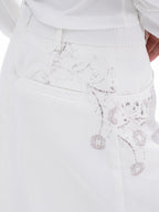 THELIGHT OFFICIAL Pure White Heart Embroidered Print 3d A Line Women's Cotton Modal Mini Skirts