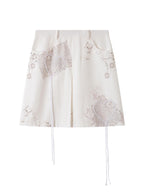 THELIGHT OFFICIAL Pure White Heart Embroidered Print 3d A Line Women's Cotton Modal Mini Skirts