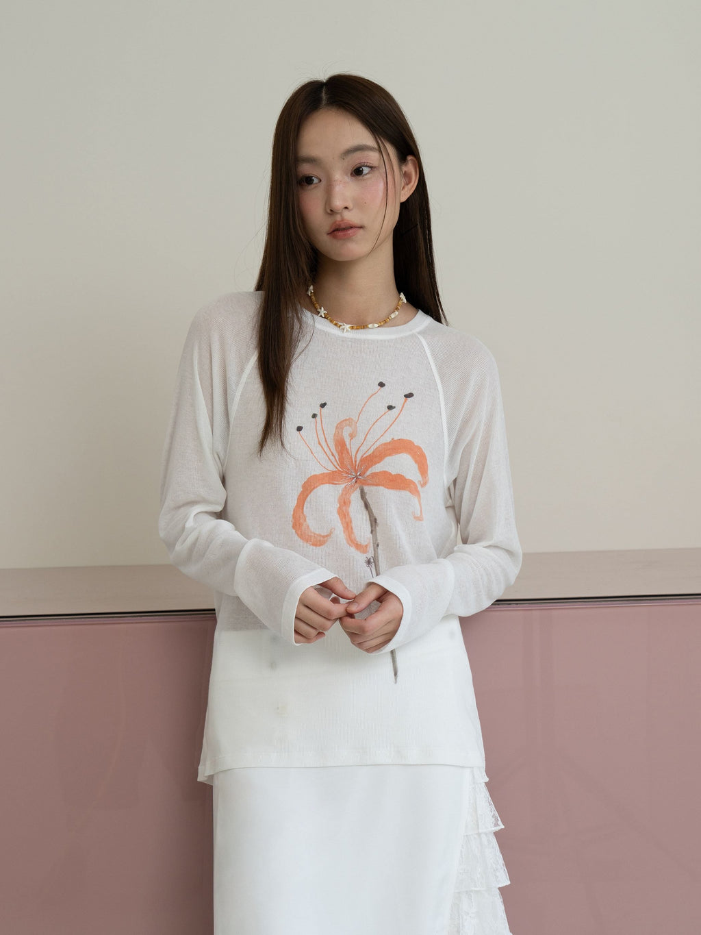 THELIGHT OFFICIAL Sheer Butterfly Print Raglan Women's Poly Cotton Long Sleeve T-shirts 975086431916