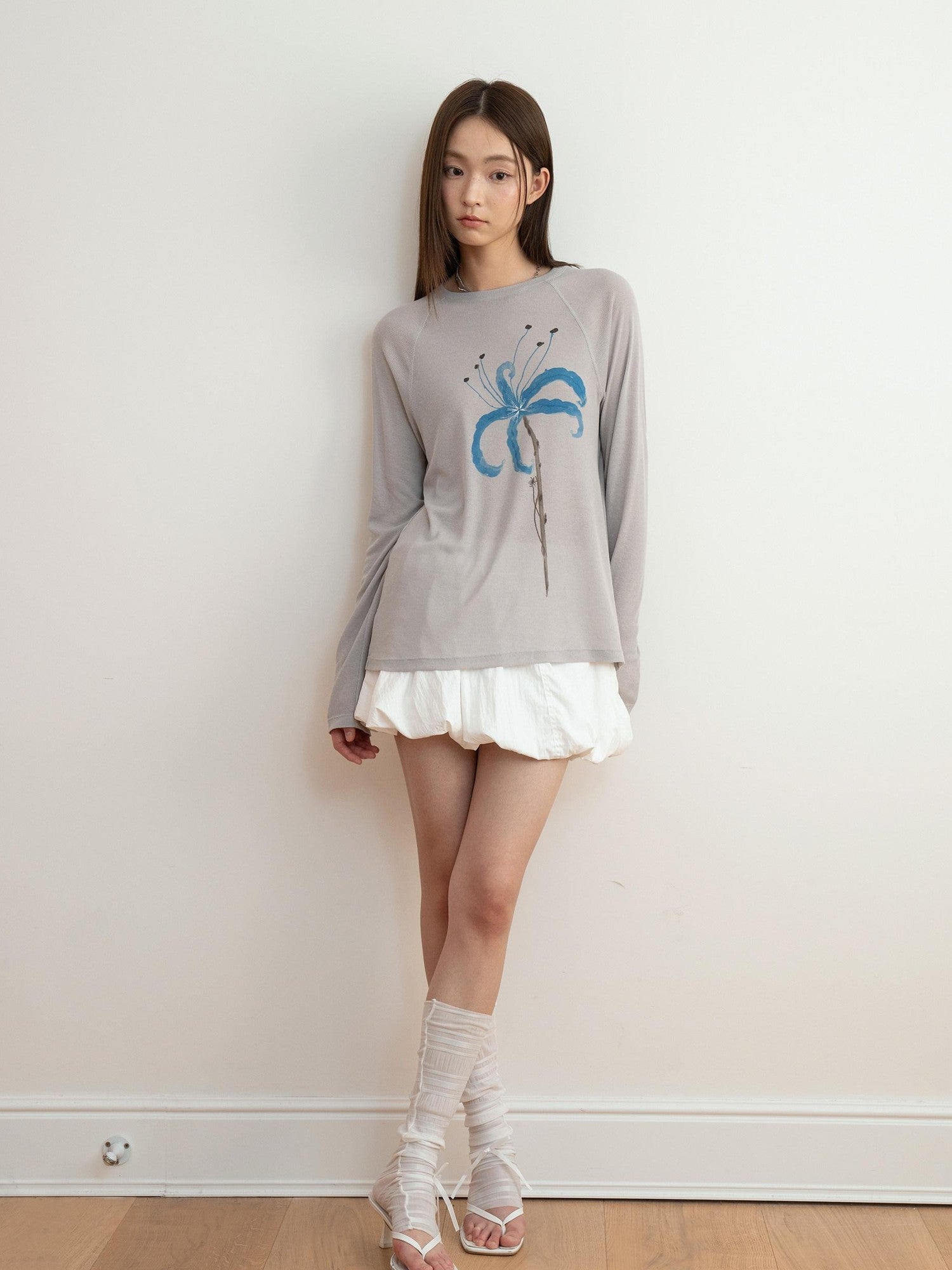 THELIGHT OFFICIAL Sheer Butterfly Print Raglan Women's Poly Cotton Long Sleeve T-shirts