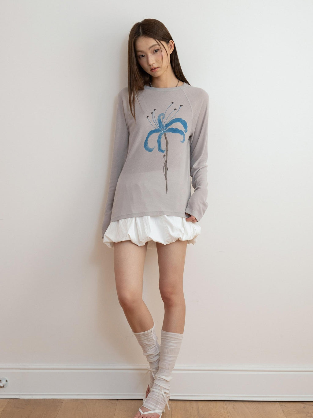 THELIGHT OFFICIAL Sheer Butterfly Print Raglan Women's Poly Cotton Long Sleeve T-shirts