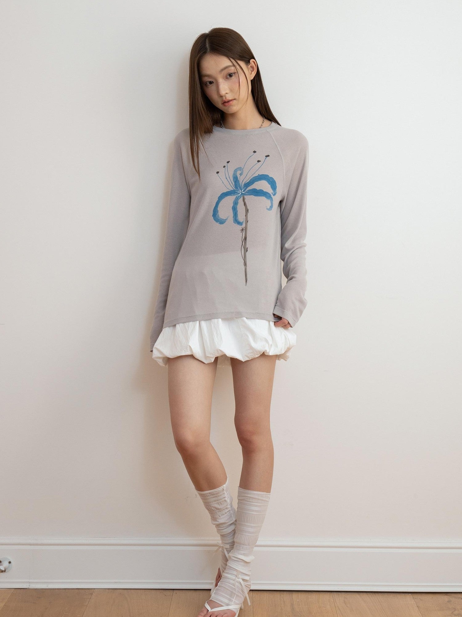 THELIGHT OFFICIAL Sheer Butterfly Print Raglan Women's Poly Cotton Long Sleeve T-shirts
