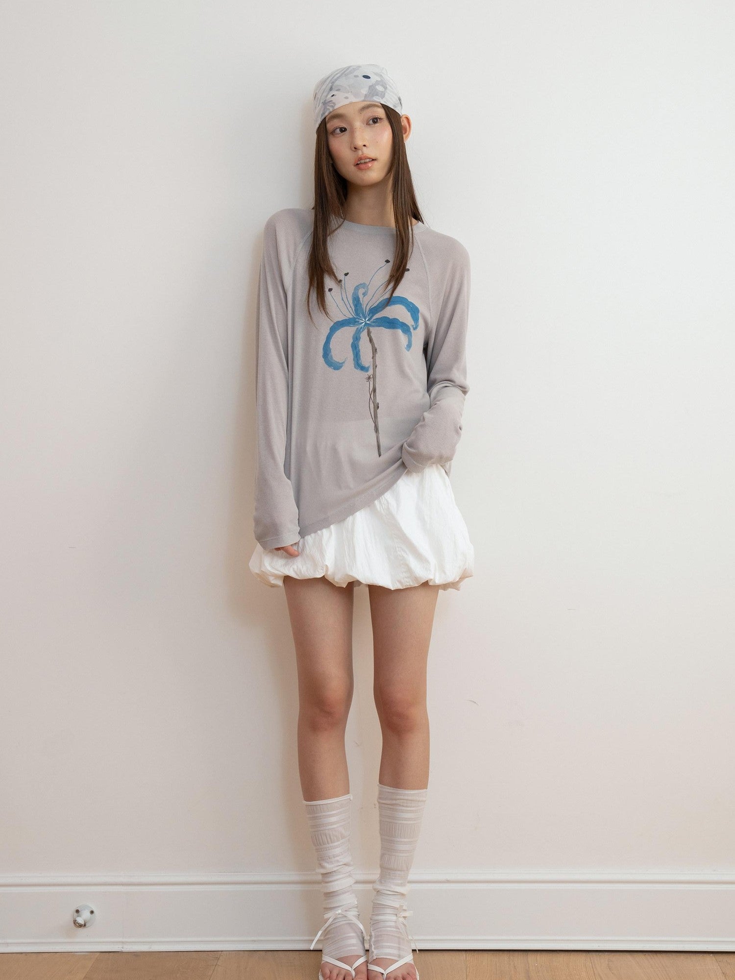THELIGHT OFFICIAL Sheer Butterfly Print Raglan Women's Poly Cotton Long Sleeve T-shirts