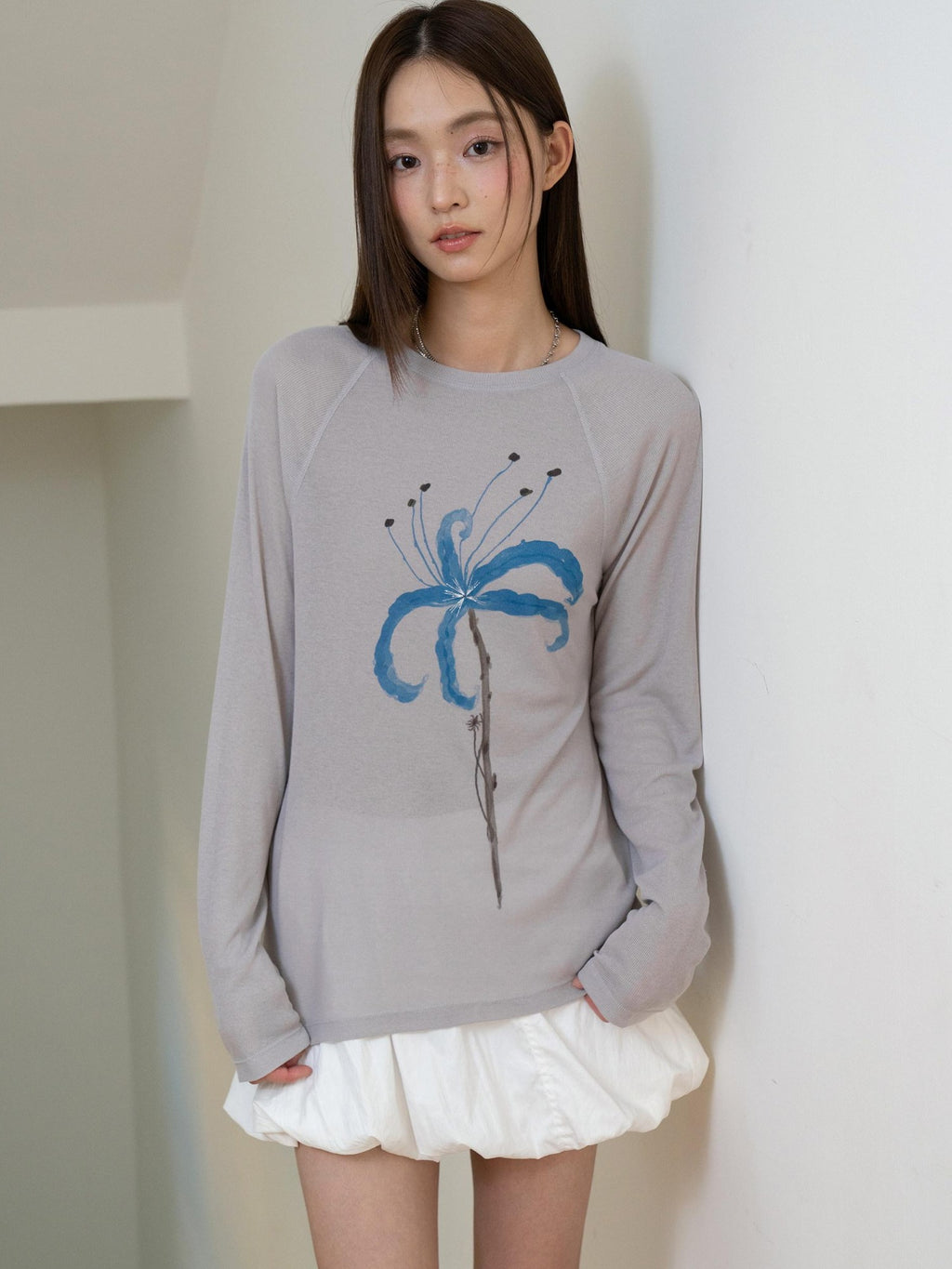 THELIGHT OFFICIAL Sheer Butterfly Print Raglan Women's Poly Cotton Long Sleeve T-shirts