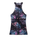 THELIGHT OFFICIAL Sheer Mesh Halter Backless High Neck Floral Print Women's Polyester Tank Tops 907632857164
