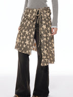 THELIGHT OFFICIAL Star Tie Apron Layered Asymmetric Women's Polyester Blend Clothing Accessories
