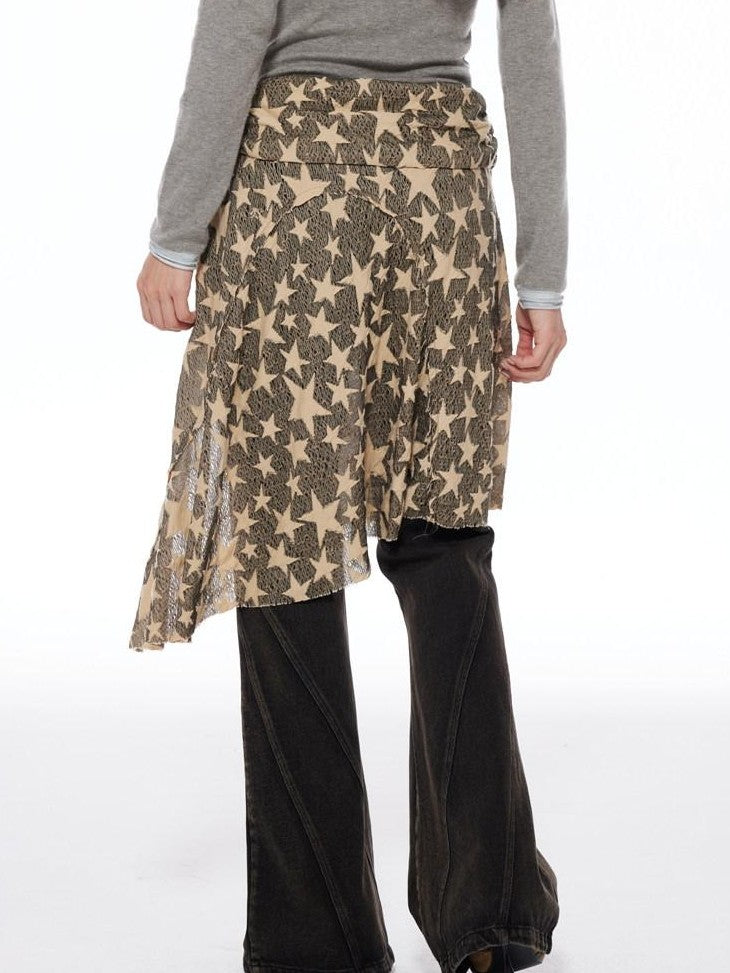 THELIGHT OFFICIAL Star Tie Apron Layered Asymmetric Women's Polyester Blend Clothing Accessories