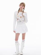THELIGHT OFFICIAL Starfish Asymmetric Cold Shoulder Cinched Waist Women's Long Sleeve T-shirts