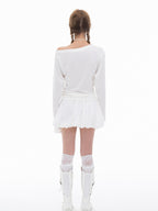 THELIGHT OFFICIAL Starfish Asymmetric Cold Shoulder Cinched Waist Women's Long Sleeve T-shirts
