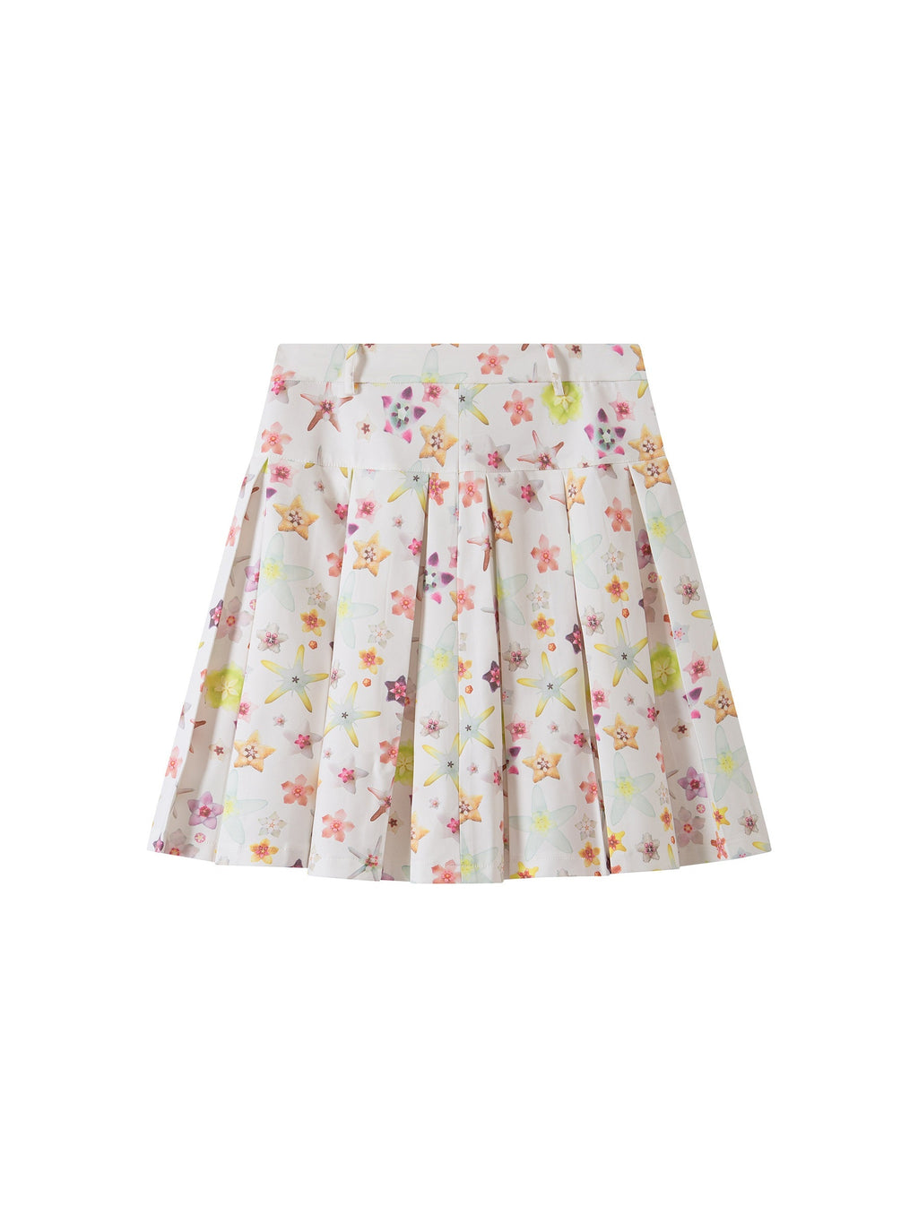 THELIGHT OFFICIAL Starfish Floral Pleated Mid Waist Women's Polyester Blend Midi Skirts 931147582025