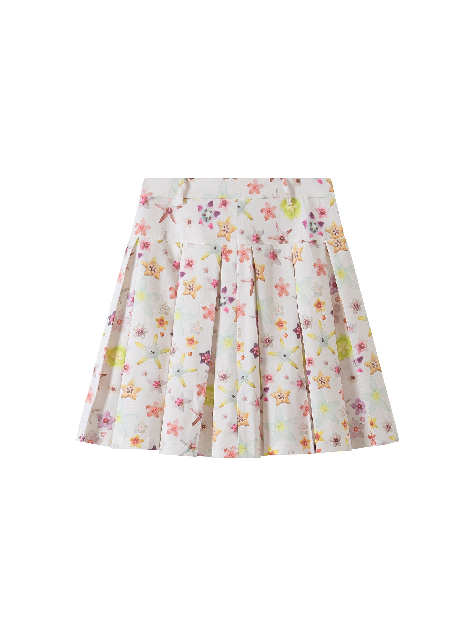 THELIGHT OFFICIAL Starfish Floral Pleated Mid Waist Women's Polyester Blend Midi Skirts 931147582025