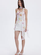 THELIGHT OFFICIAL Starfish Floral Printed Lace Trim Women's Polyester Blend Camisoles