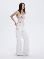 THELIGHT OFFICIAL Starfish Floral Printed Lace Trim Women's Polyester Blend Camisoles