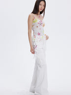 THELIGHT OFFICIAL Starfish Floral Printed Lace Trim Women's Polyester Blend Camisoles