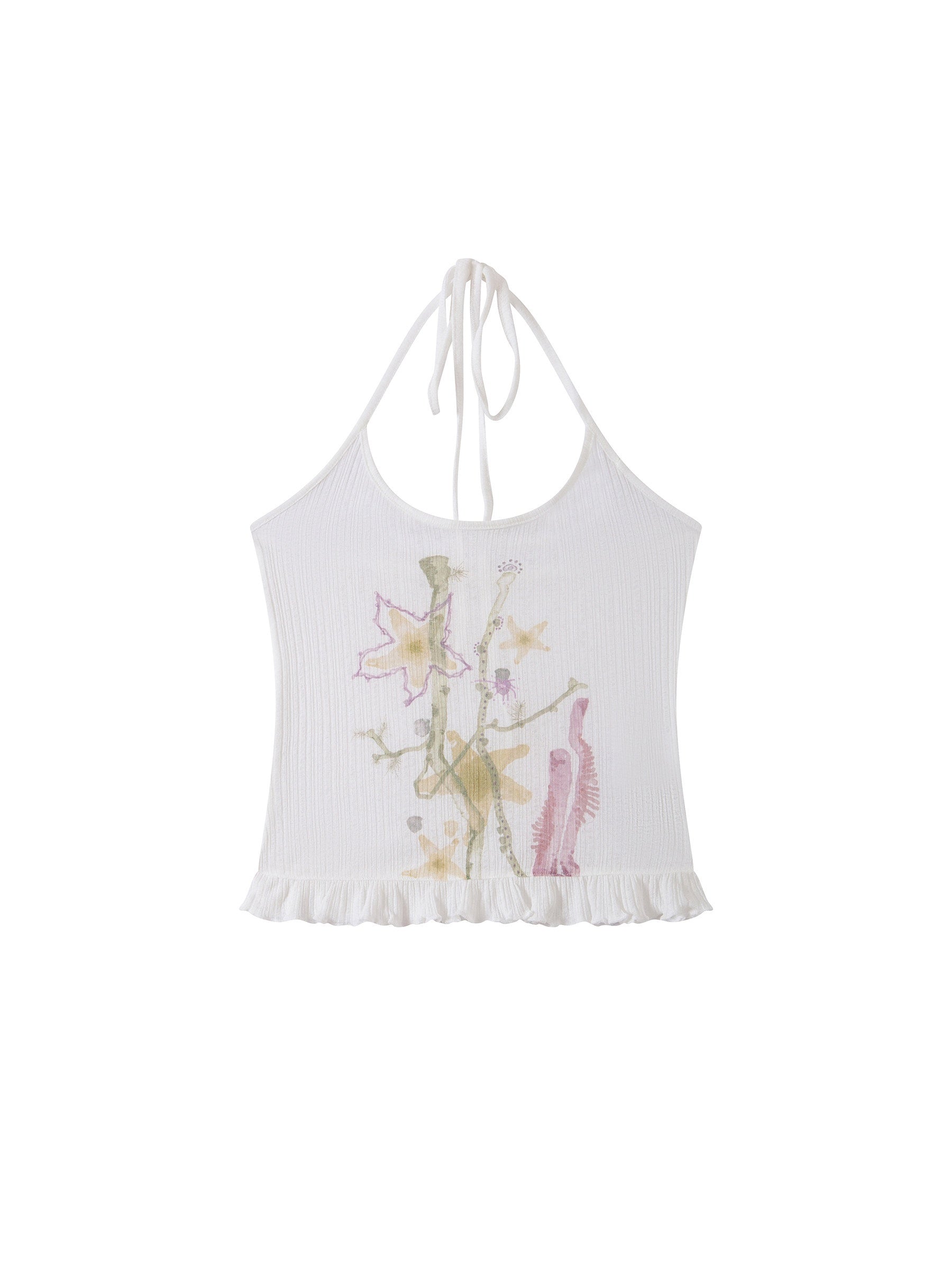 THELIGHT OFFICIAL Starfish Floral Slim Fit Sheer Halter Women's Polyester Camisoles 932024541861