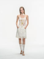 THELIGHT OFFICIAL Starfish Floral Slim Fit Sheer Halter Women's Polyester Camisoles
