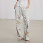THELIGHT OFFICIAL Starfish Print High Waist Relaxed Straight Women's Cotton Sweatpants/joggers 900399312237