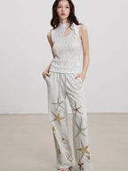 THELIGHT OFFICIAL Starfish Print High Waist Relaxed Straight Women's Cotton Sweatpants/joggers