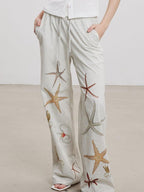 THELIGHT OFFICIAL Starfish Print High Waist Relaxed Straight Women's Cotton Sweatpants/joggers