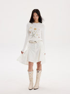 THELIGHT OFFICIAL Starfish Rhinestone Slim Fit Women's Breathable Cotton Long Sleeve T-shirts