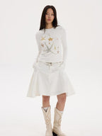 THELIGHT OFFICIAL Starfish Rhinestone Slim Fit Women's Breathable Cotton Long Sleeve T-shirts