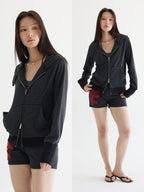 THELIGHT OFFICIAL Striped Hooded Slim Fit Cropped Women's Polyester Blend Hoodies