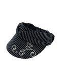 THELIGHT OFFICIAL Striped Pleated Open Top Glitter Print Curved Brim Women's Cotton Hats 1051021183228