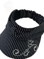 THELIGHT OFFICIAL Striped Pleated Open Top Glitter Print Curved Brim Women's Cotton Hats