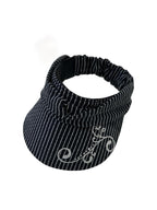 THELIGHT OFFICIAL Striped Pleated Open Top Glitter Print Curved Brim Women's Cotton Hats