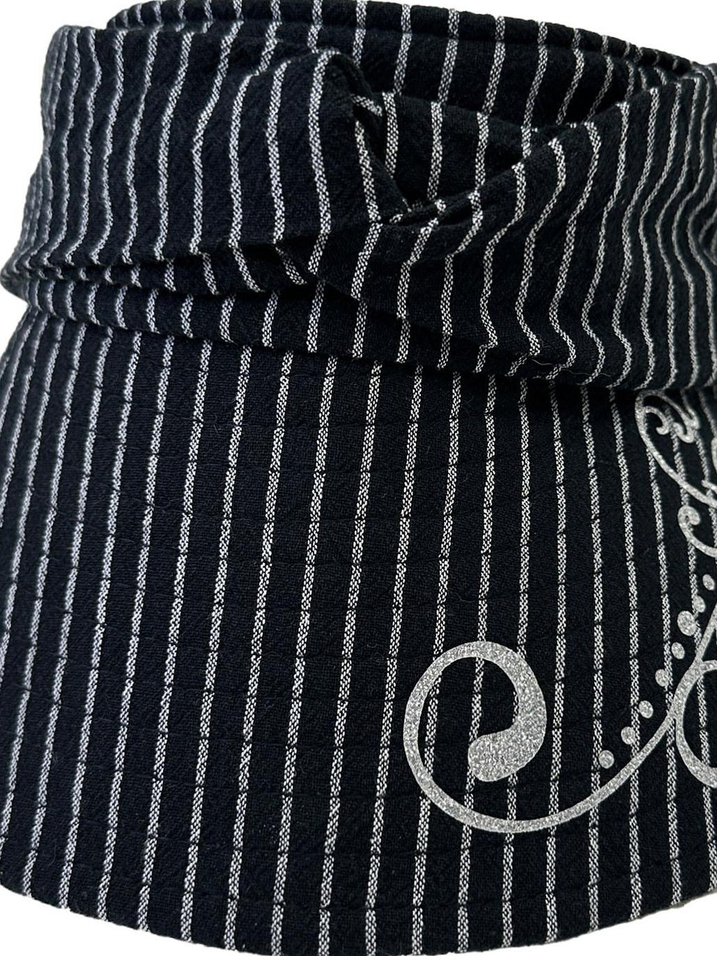 THELIGHT OFFICIAL Striped Pleated Open Top Glitter Print Curved Brim Women's Cotton Hats