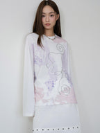 THELIGHT OFFICIAL Totem Print Silver Foil Sequin Abstract Women's Cotton Long Sleeve T-shirts