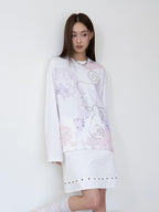 THELIGHT OFFICIAL Totem Print Silver Foil Sequin Abstract Women's Cotton Long Sleeve T-shirts