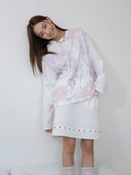 THELIGHT OFFICIAL Totem Print Silver Foil Sequin Abstract Women's Cotton Long Sleeve T-shirts