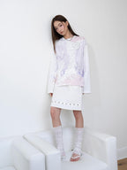 THELIGHT OFFICIAL Totem Print Silver Foil Sequin Abstract Women's Cotton Long Sleeve T-shirts